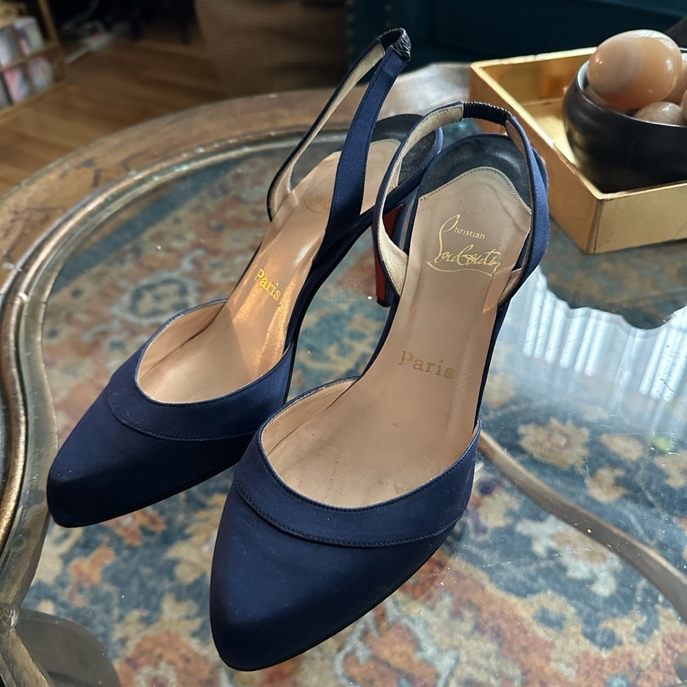 Authentic louboutin satin slingback heels